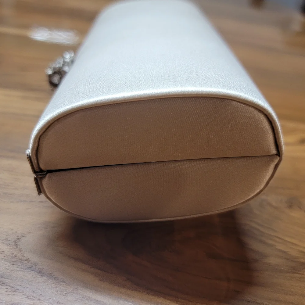 Elegant Bridal/Formal Nordstrom Satin Ivory Small Clutch Bag + Matching Hairpins